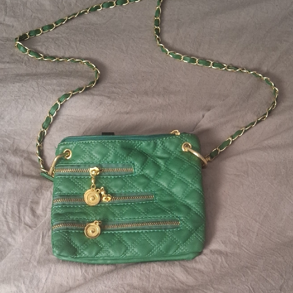 Green Quilted Crossbody Bag